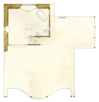 Varying roof overhangs create different microclimates around the house.